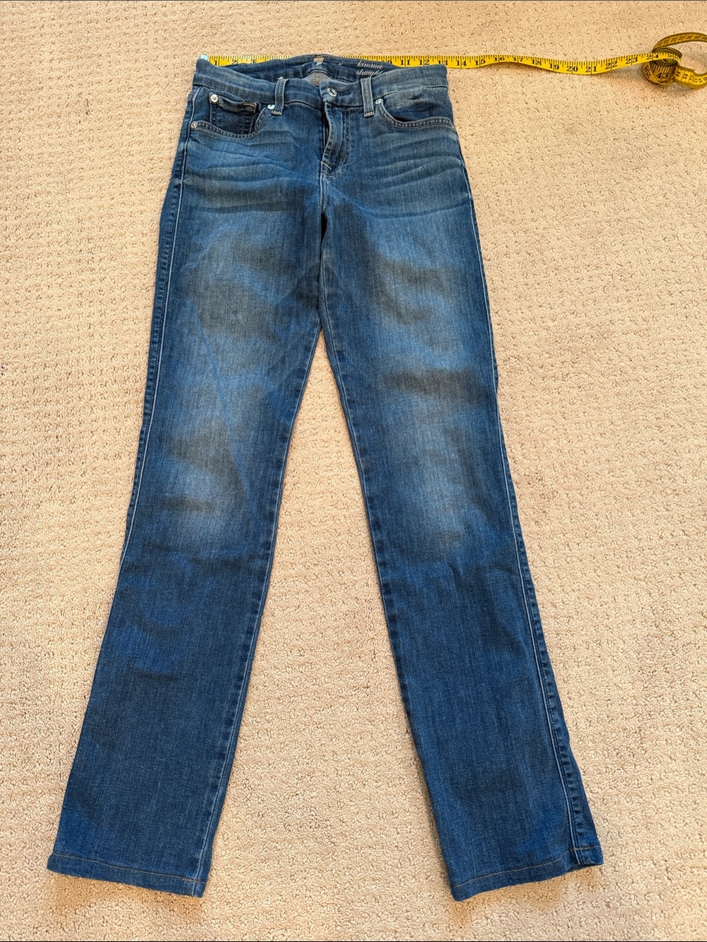 7 For All Mankind Women's Kimmie straight leg Jeans in Dark Blue Denim